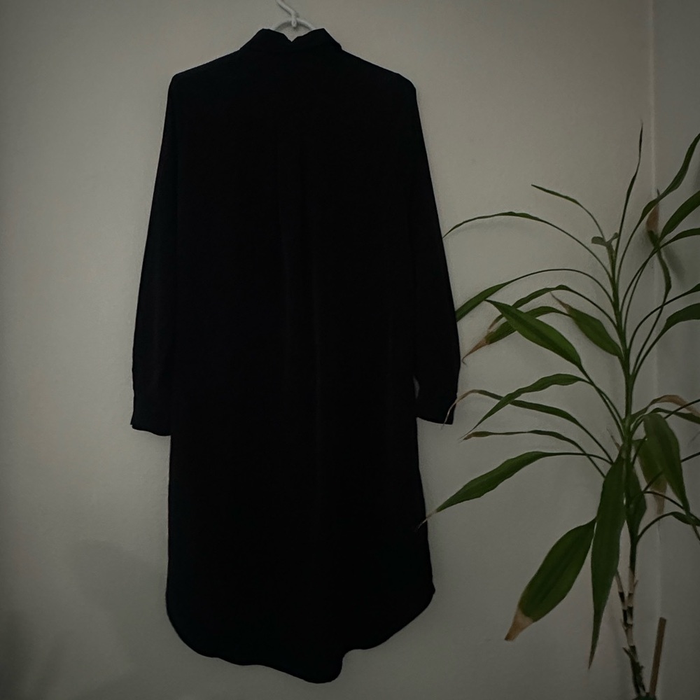 Black Midi Length Button Down Shirt Dress - Picture 4 of 4